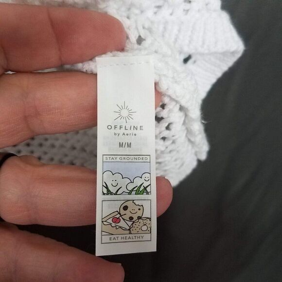 Offline By Aerie M Crochet Sweater Sleeveless Top Cropped Ribbed Medium NWT - Picture 7 of 9